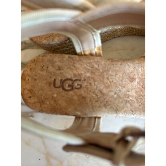 UGG Beige Suede Wedge Sandals Adjustable Buckle Closure Size 7 Classic - Picture 4 of 8